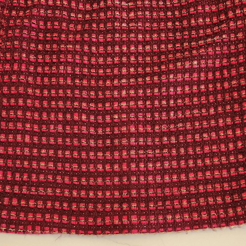 Tory Burch Wool Blend Sz 4 Basketweave Ribbon Plaid Pencil Skirt Pink Tweed Work - Picture 6 of 10